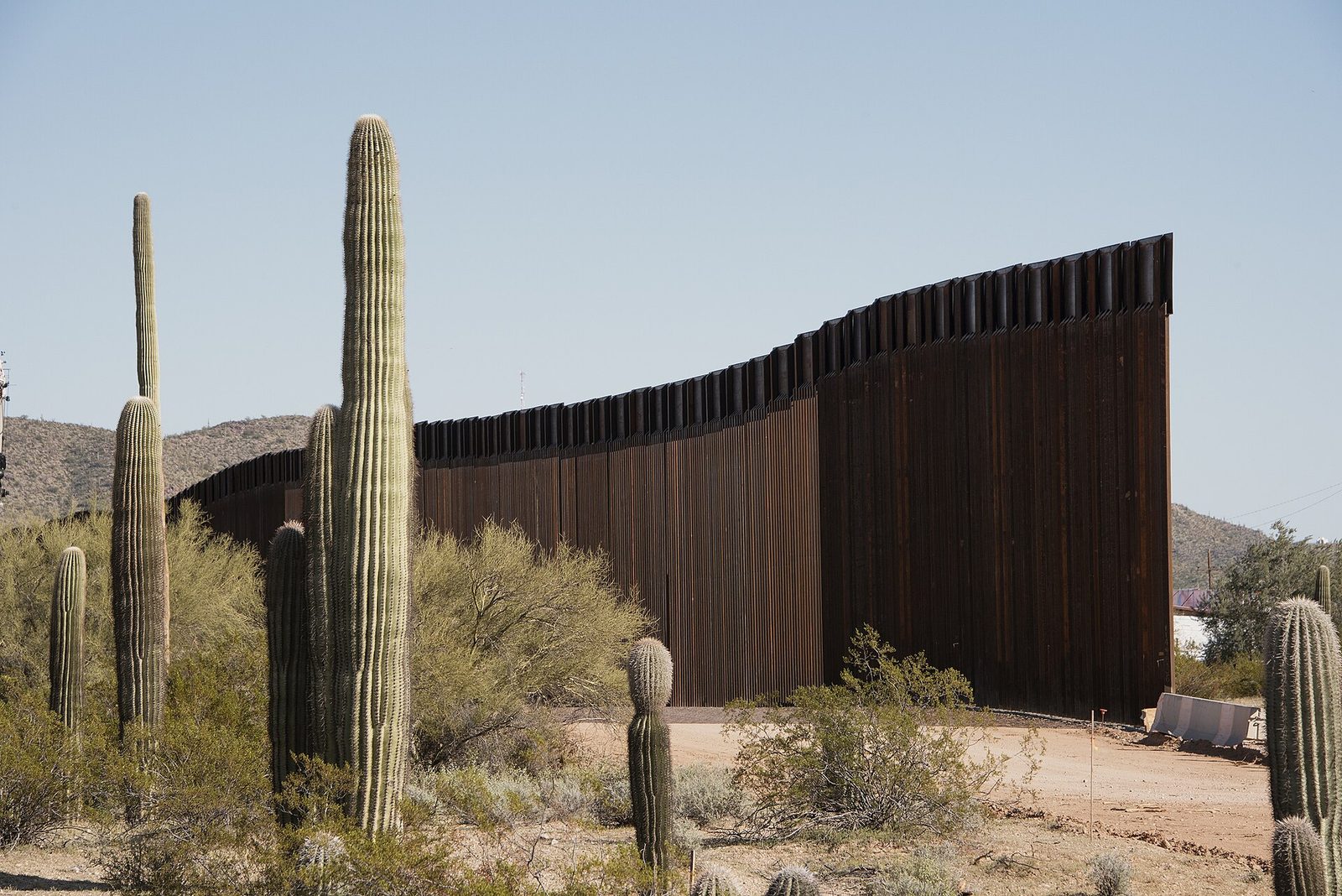 Border wall under construction south of Ajo, Arizona